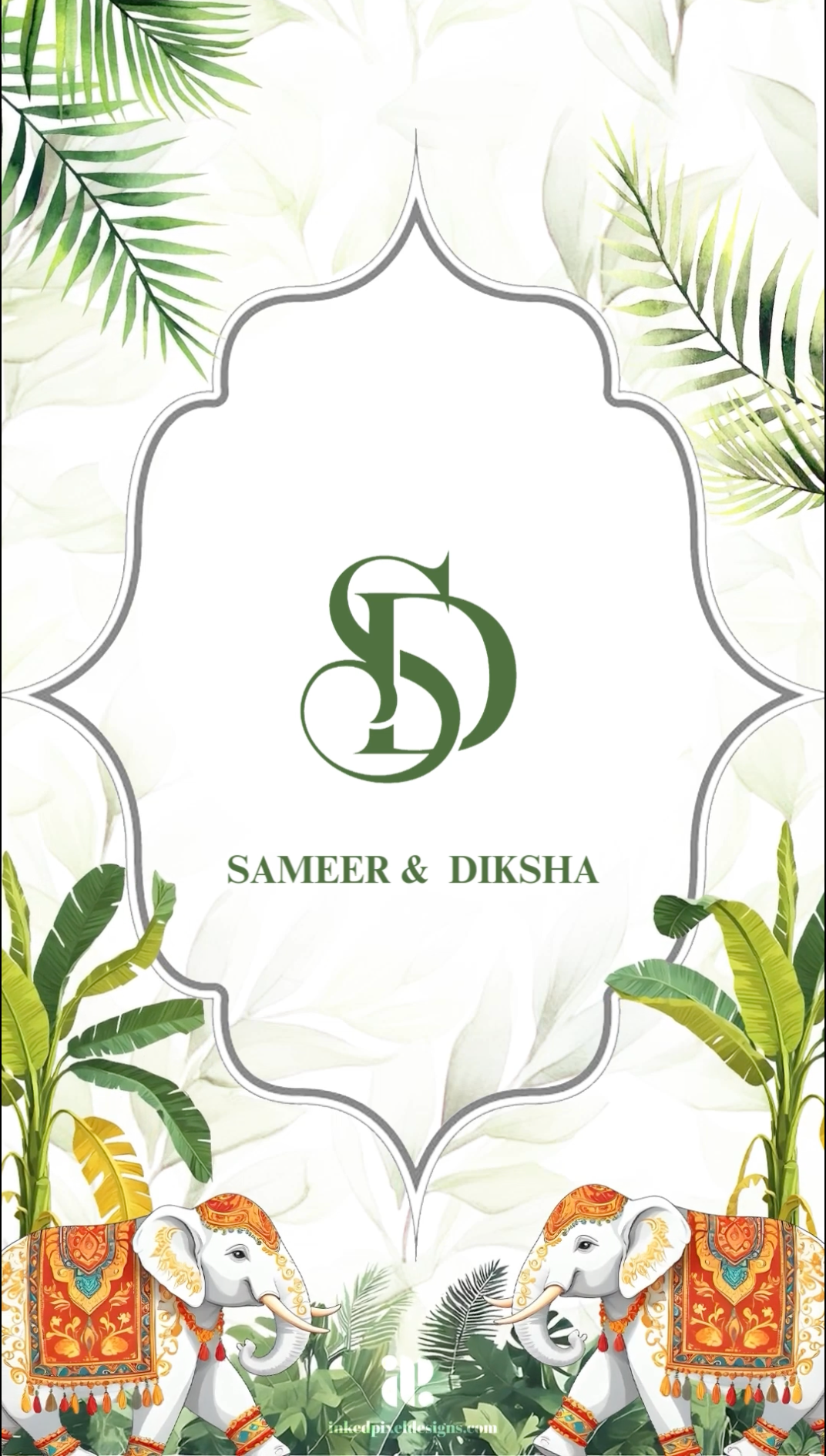 Regal Elegance: The Elephantine Wedding Invite (Canva Template)