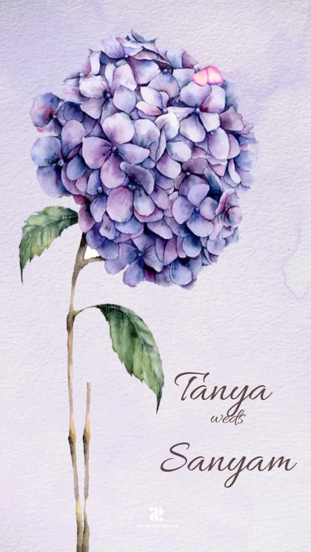 Wedding Invitation: Hydrangea's & Humming birds (Canva Template)