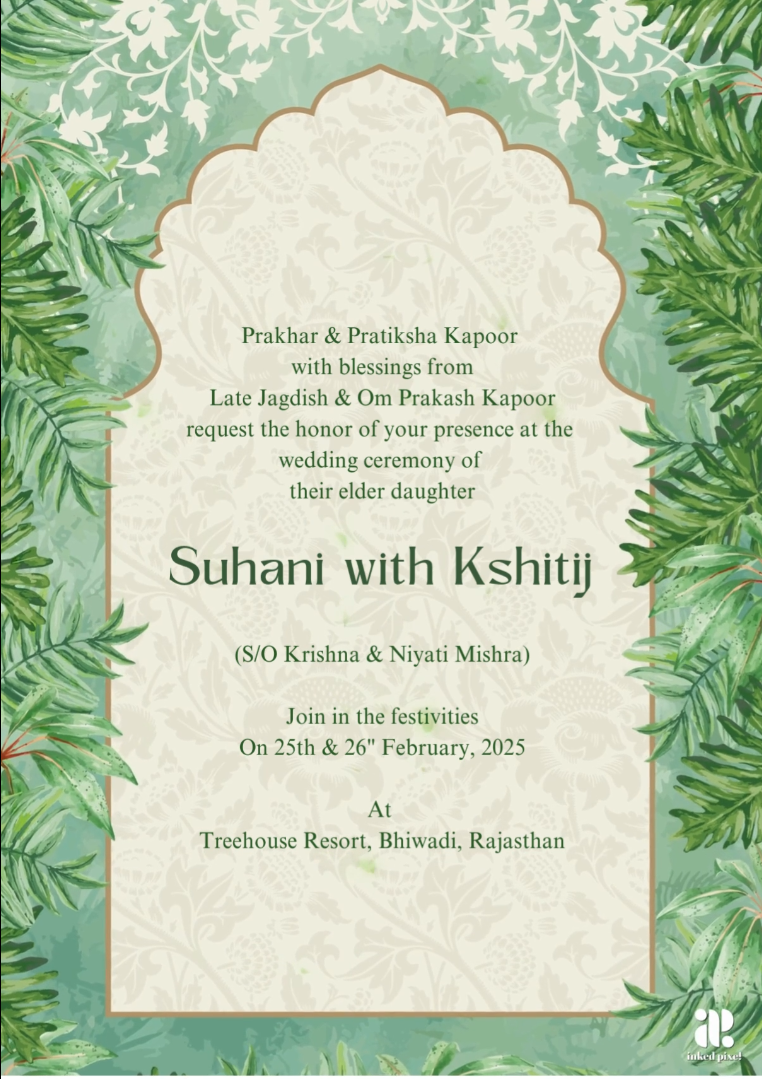 Peacock Tomb Serenity: Wedding Invitation (Canva Template)