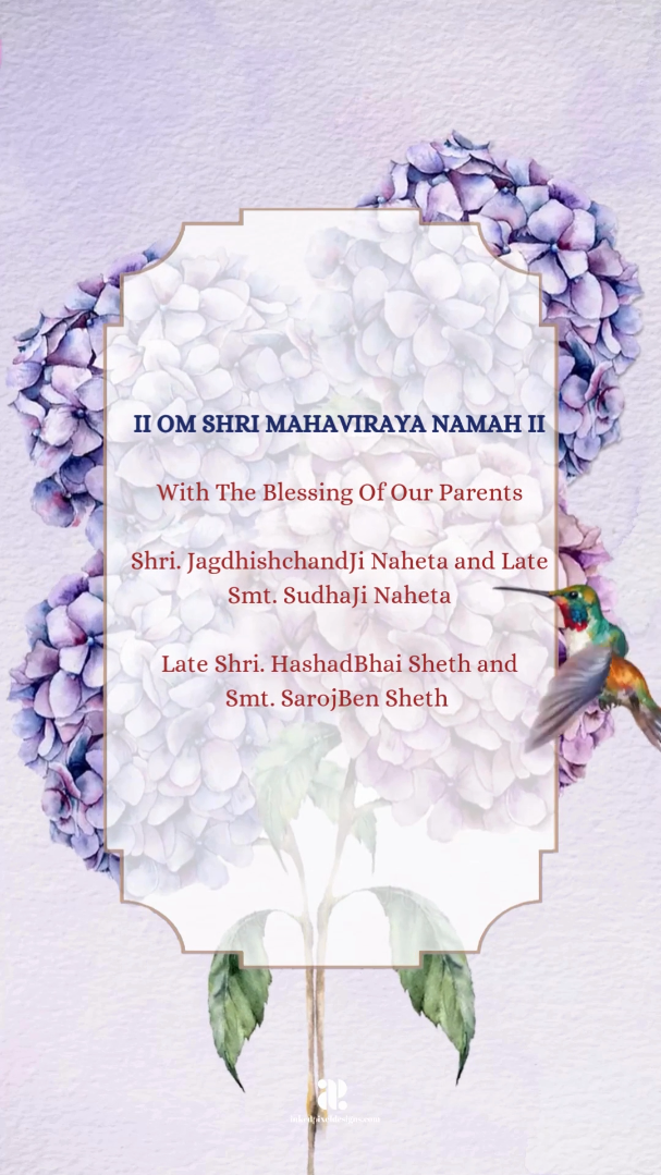 Wedding Invitation: Hydrangea's & Humming birds (Canva Template)
