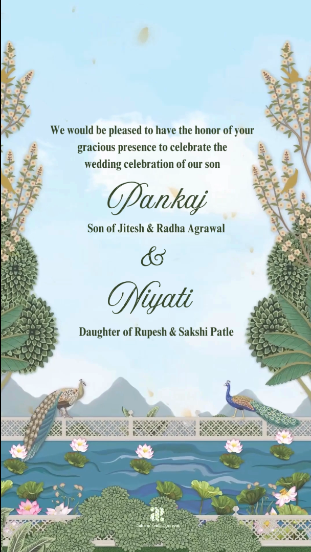 Pichwai Panorama: Wedding Invitation (Canva Template)
