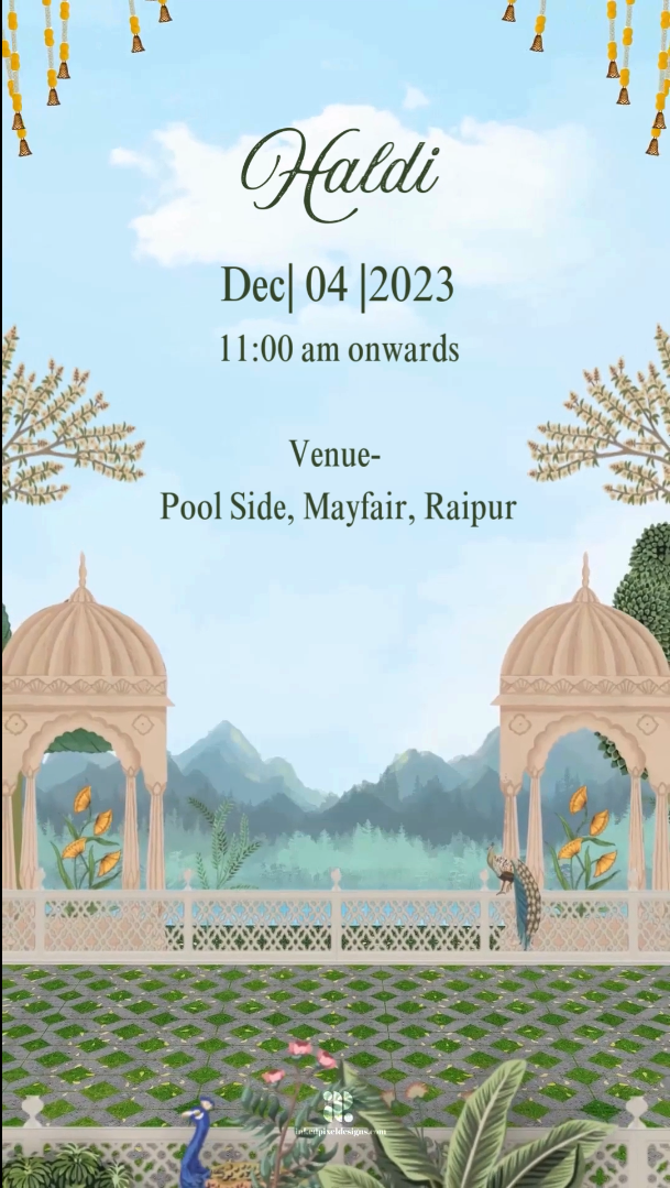 Pichwai Panorama: Wedding Invitation (Canva Template)