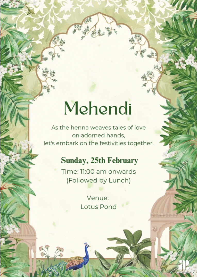 Peacock Tomb Serenity: Wedding Invitation (Canva Template)