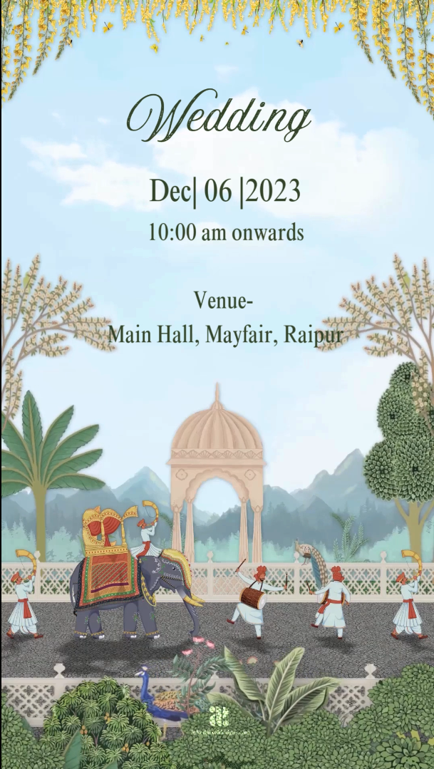 Pichwai Panorama: Wedding Invitation (Canva Template)