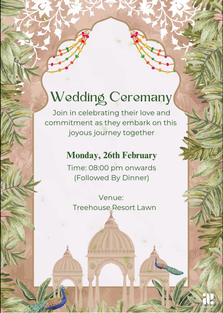 Peacock Tomb Serenity: Wedding Invitation (Canva Template)