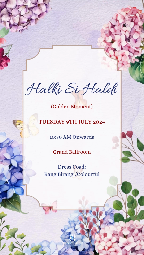 Wedding Invitation: Hydrangea's & Humming birds (Canva Template)