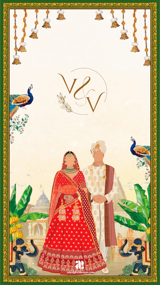 Eternal Traditions: South Indian Wedding Invitation (Canva Template)