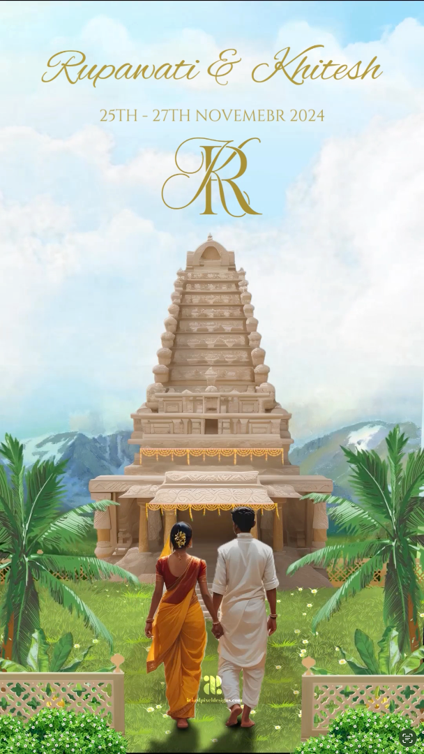 Two Souls, One Journey: A Traditional South Indian Wedding (Canva Template)