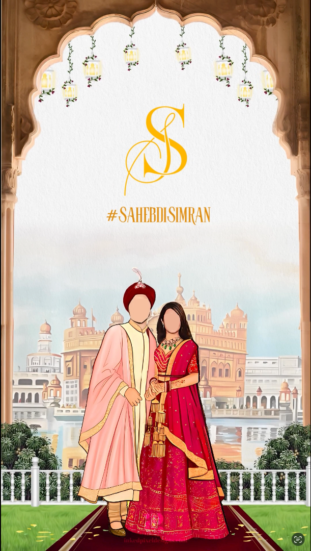 Embrace Royalty: A Punjabi Wedding Invitation (Canva Template)