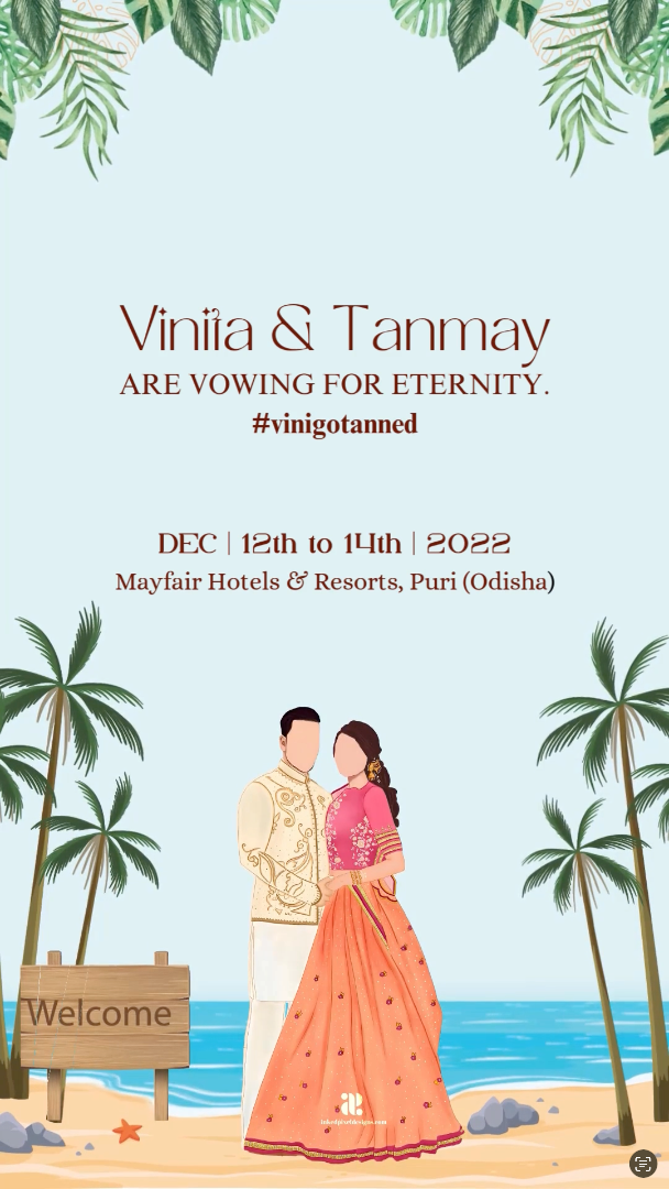 Seaside Serenity: Our Beach Wedding Invite (Canva Template)