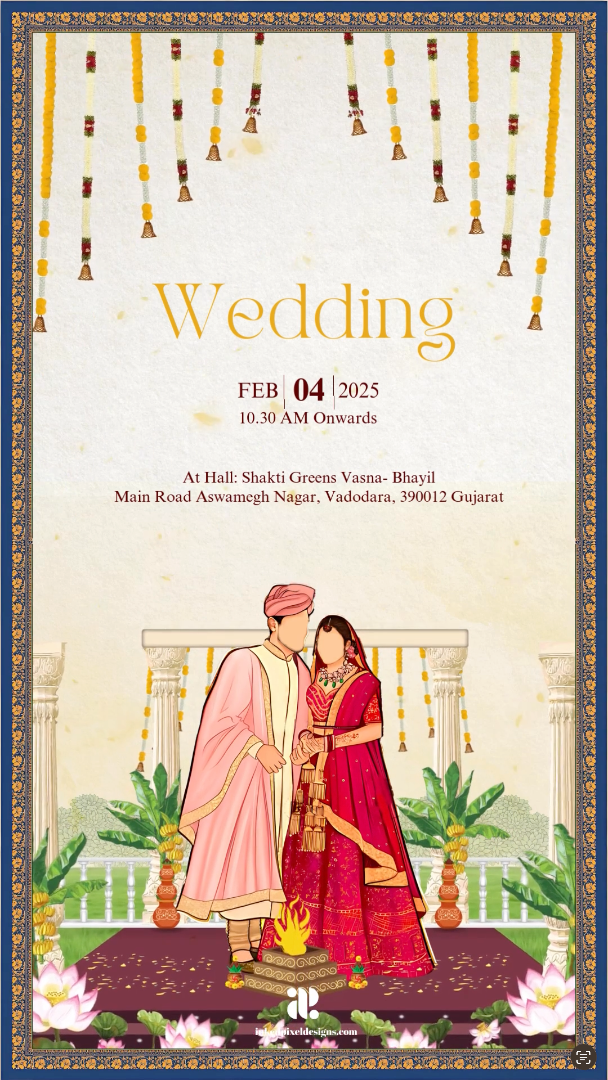 Eternal Traditions: South Indian Wedding Invitation (Canva Template)