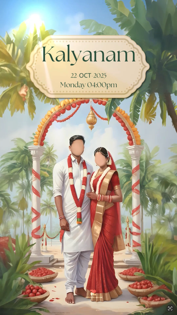 Graceful Beginnings: A South Indian Invitation (Canva Template)