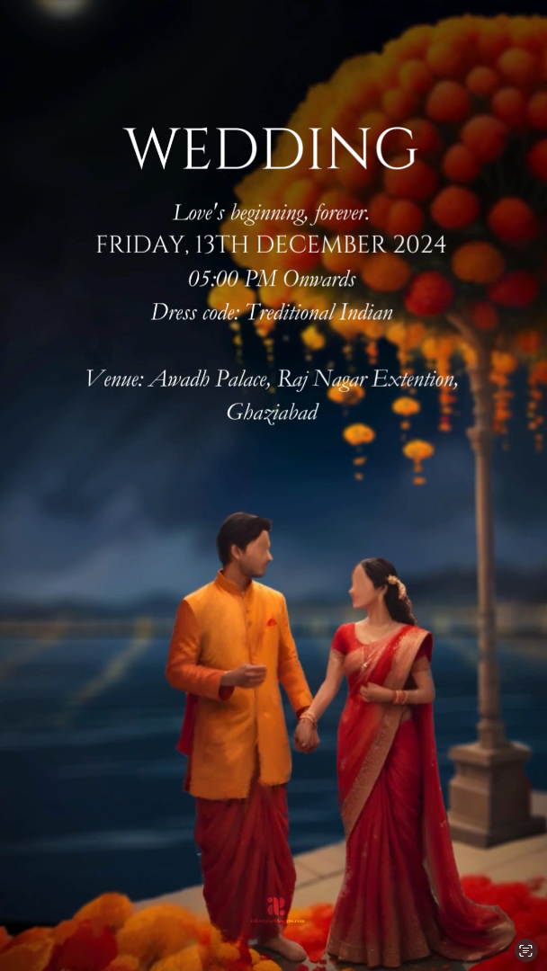 Banaras Wedding Invitation (Canva Template)