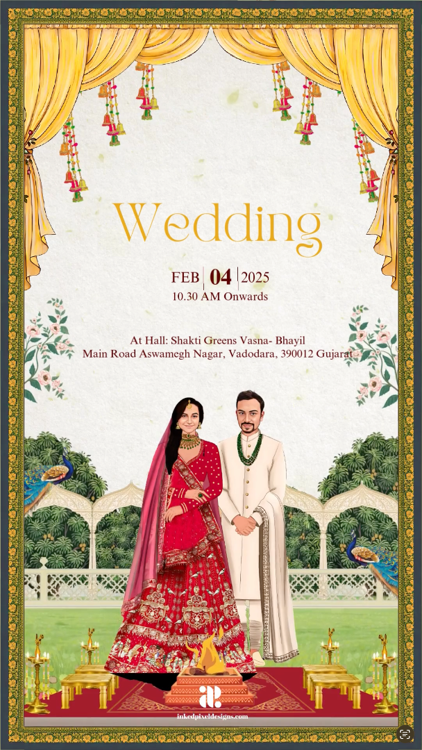Eternal Traditions: South Indian Wedding Invitation (Canva Template)