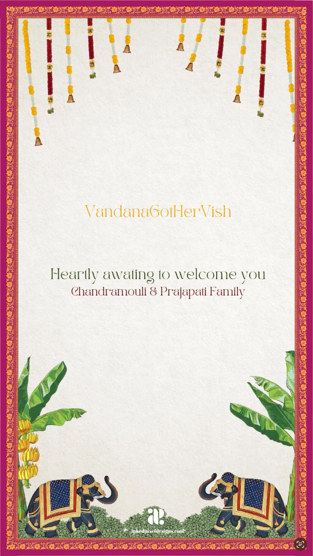 Eternal Traditions: South Indian Wedding Invitation (Canva Template)