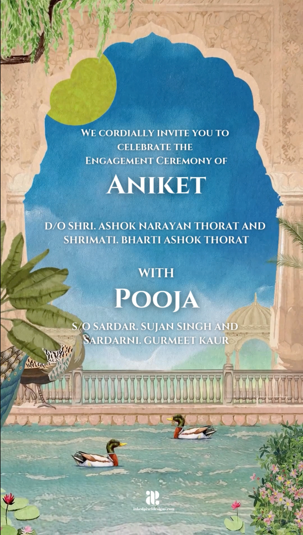 Peacock Paradise : A Traditional wedding invitation (Canva Template)
