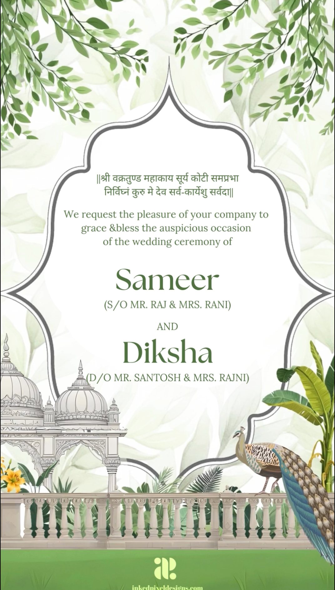 Regal Elegance: The Elephantine Wedding Invite (Canva Template)