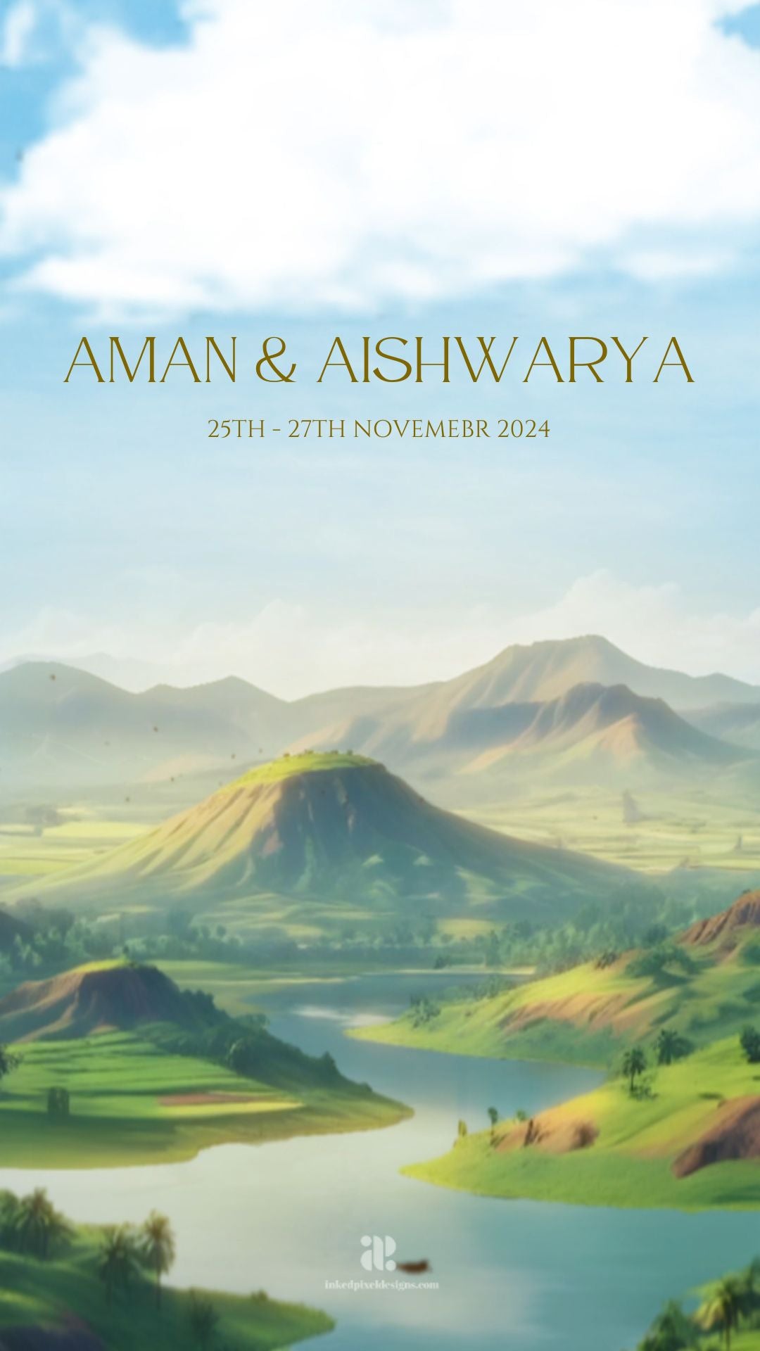 A Union of Two Cultures: Wedding invitation (Canva Template)