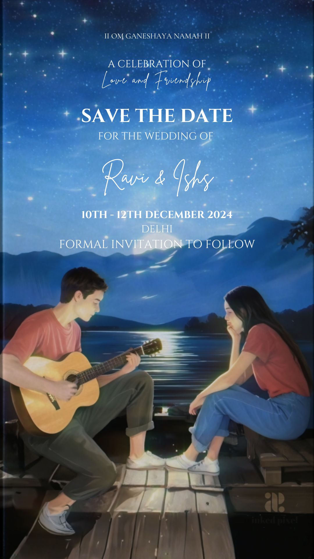 Starlit Beginnings: A Love Story Forever (Canva Template)
