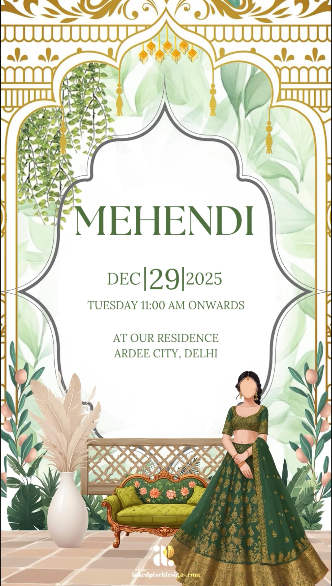 Regal Elegance: The Elephantine Wedding Invite (Canva Template)