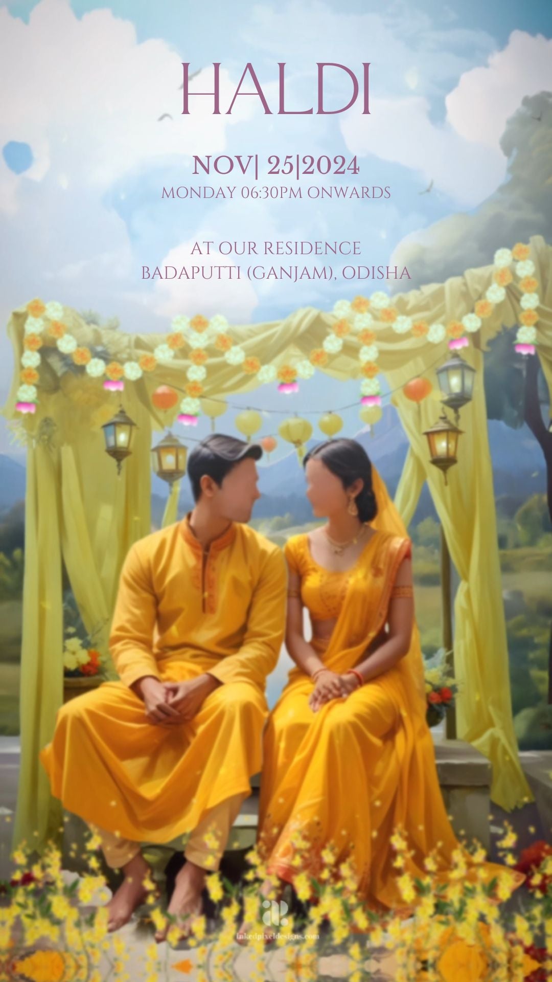 A Union of Two Cultures: Wedding invitation (Canva Template)