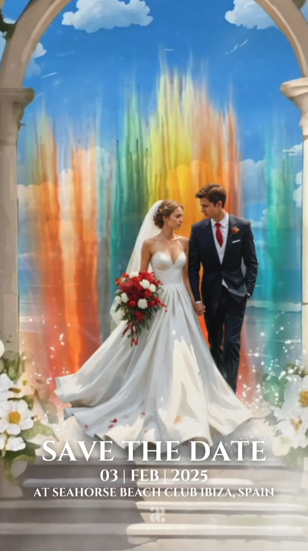 Where paradise meets, love thrives: Save The Date (Canva Template)