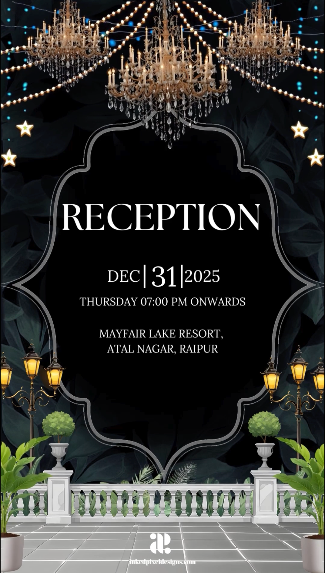 Regal Elegance: The Elephantine Wedding Invite (Canva Template)