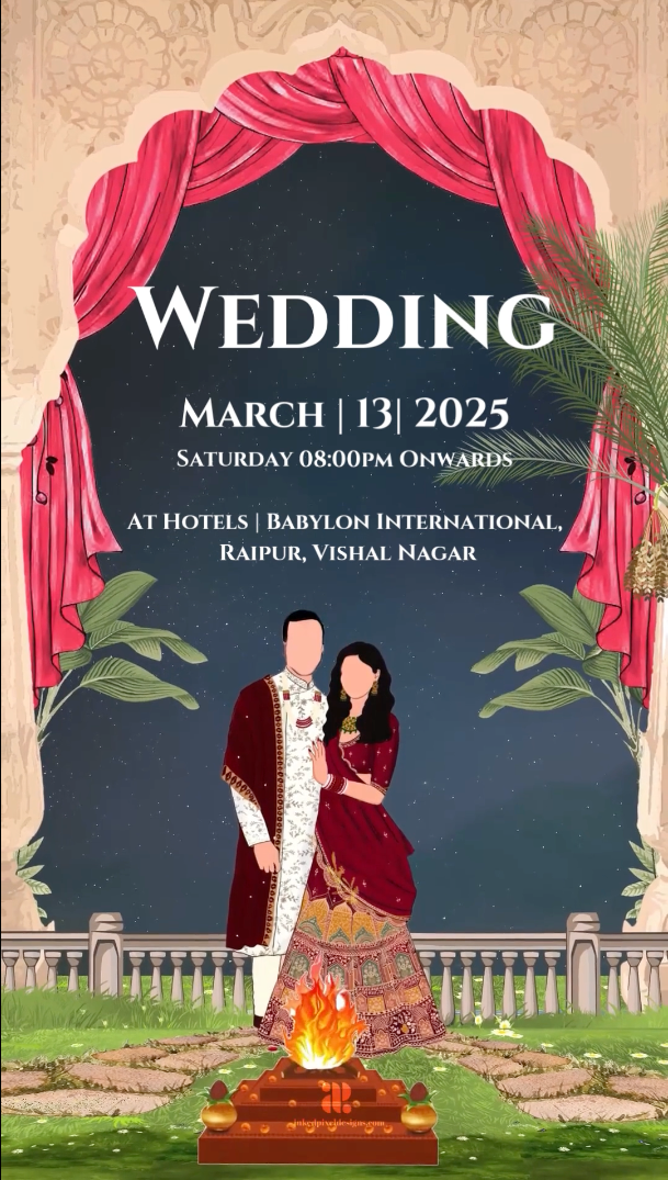 Peacock Paradise : A Traditional wedding invitation (Canva Template)