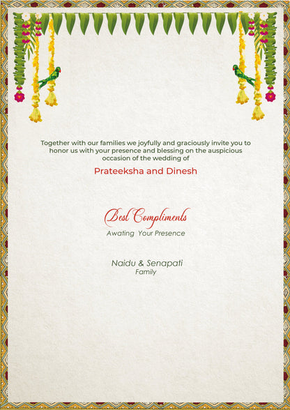 South Indian Invitation with Banana Leaves