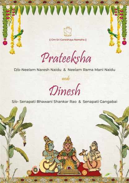 South Indian Invitation with Banana Leaves