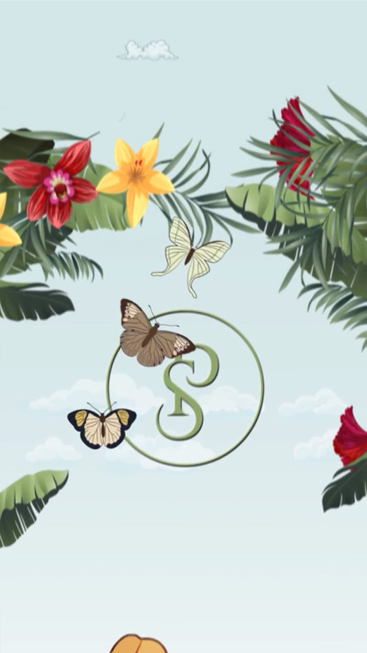 Save The Date: Evergreen forest with butterflies