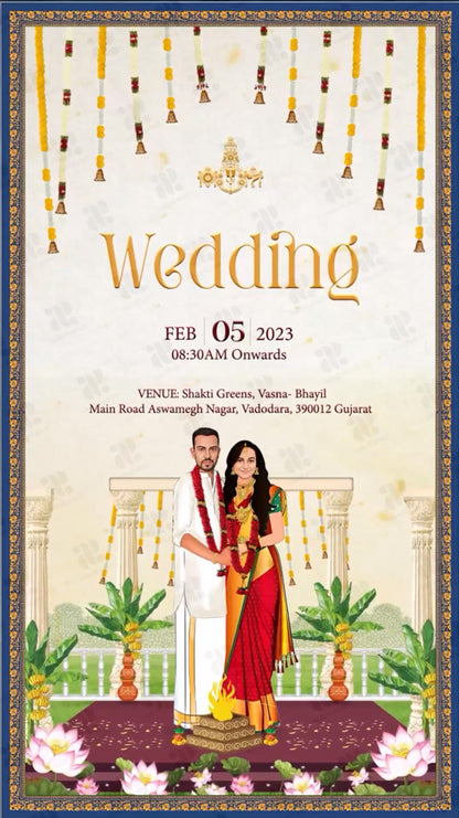 Eternal Traditions: South Indian Wedding Invitation