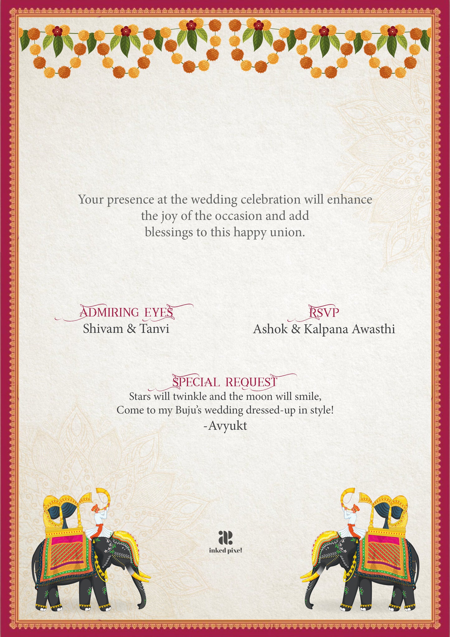 Caricature on cover: Wedding Invitation